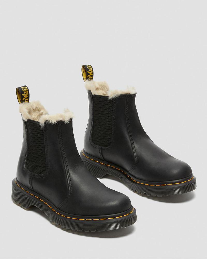 Dr Martens 2976 Faux Fur Forede Chelsea Støvler Dame Sort | DK 105SGL